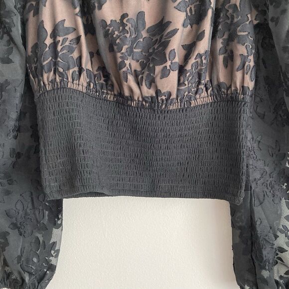 Anthropologie Current Air Smocked Black Lace Blouse Size Small NWT Whimsygoth - Picture 6 of 10